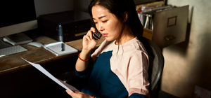 Woman talking on a phone
